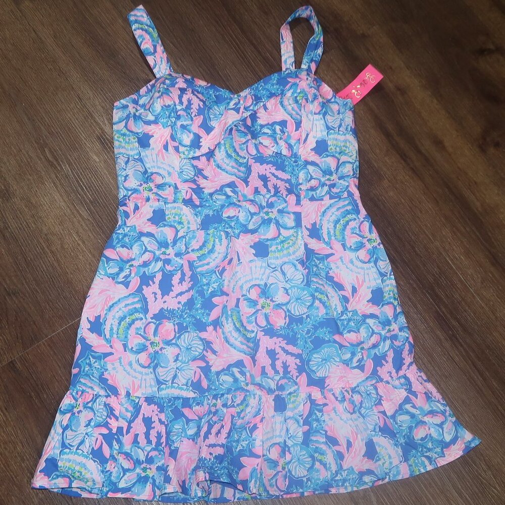 NWT Womens Lilly Pulitzer Rocko Dress Romper Blue Tang Sitting Seaside size 10 - Picture 5 of 7